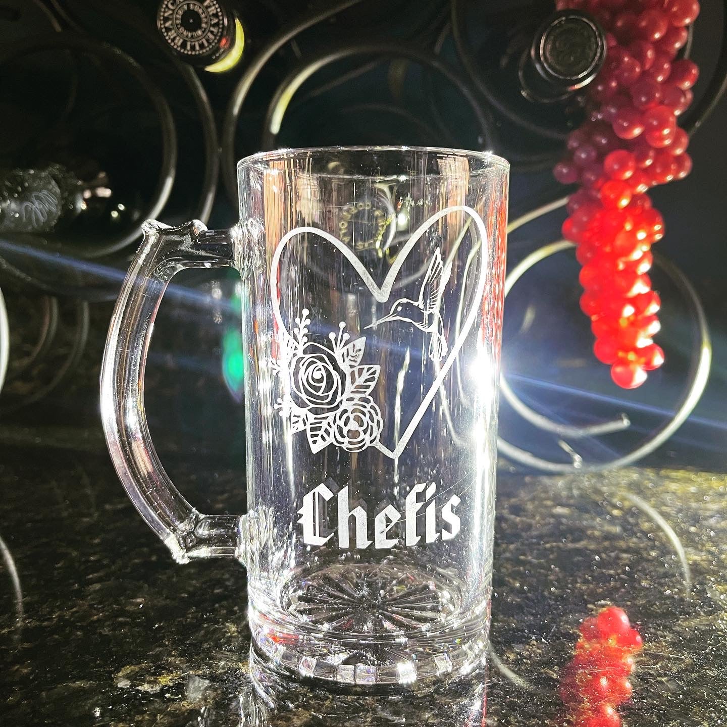 Personalize Beer Mugs -16oz.  Etched glass